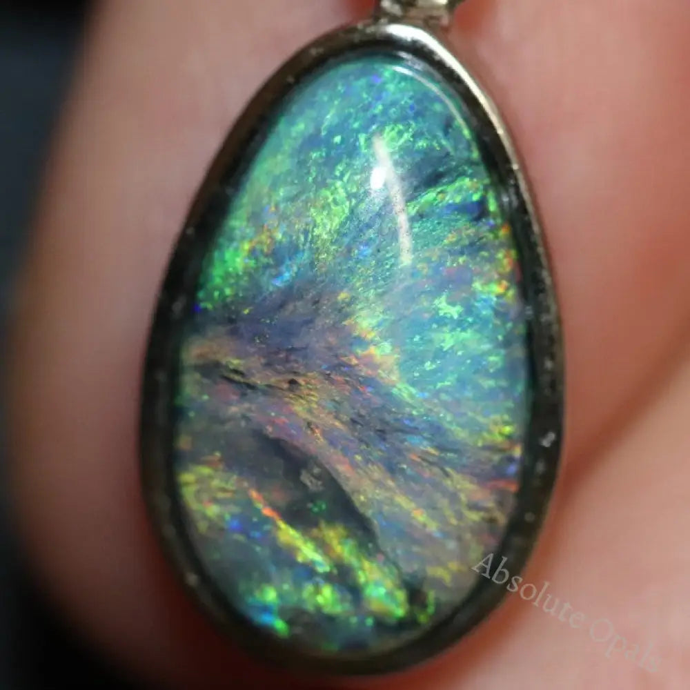 1.59 G Australian Lightning Ridge Solid Opal Pendant Silver L 23.3 Mm Jewellery