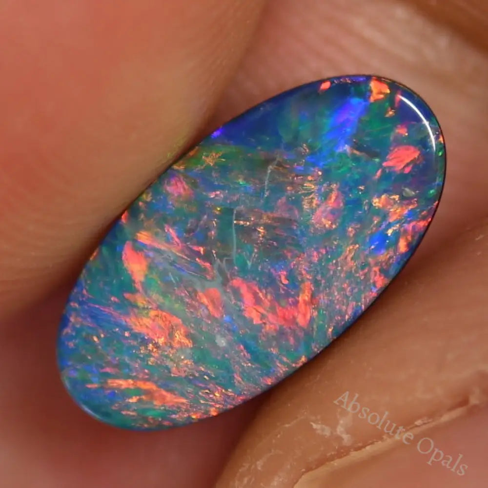 1.61 Cts Australian Opal Doublet Stone Cabochon Lightning Ridge