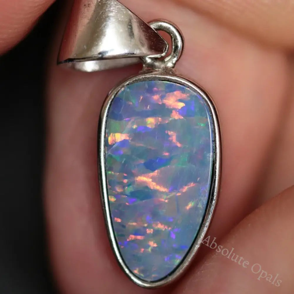 1.62 G Australian Doublet Opal With Silver Pendant: L 24.4 Mm Jewellery