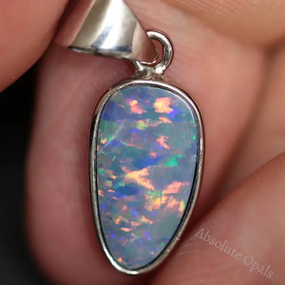 1.62 G Australian Doublet Opal With Silver Pendant: L 24.4 Mm Jewellery