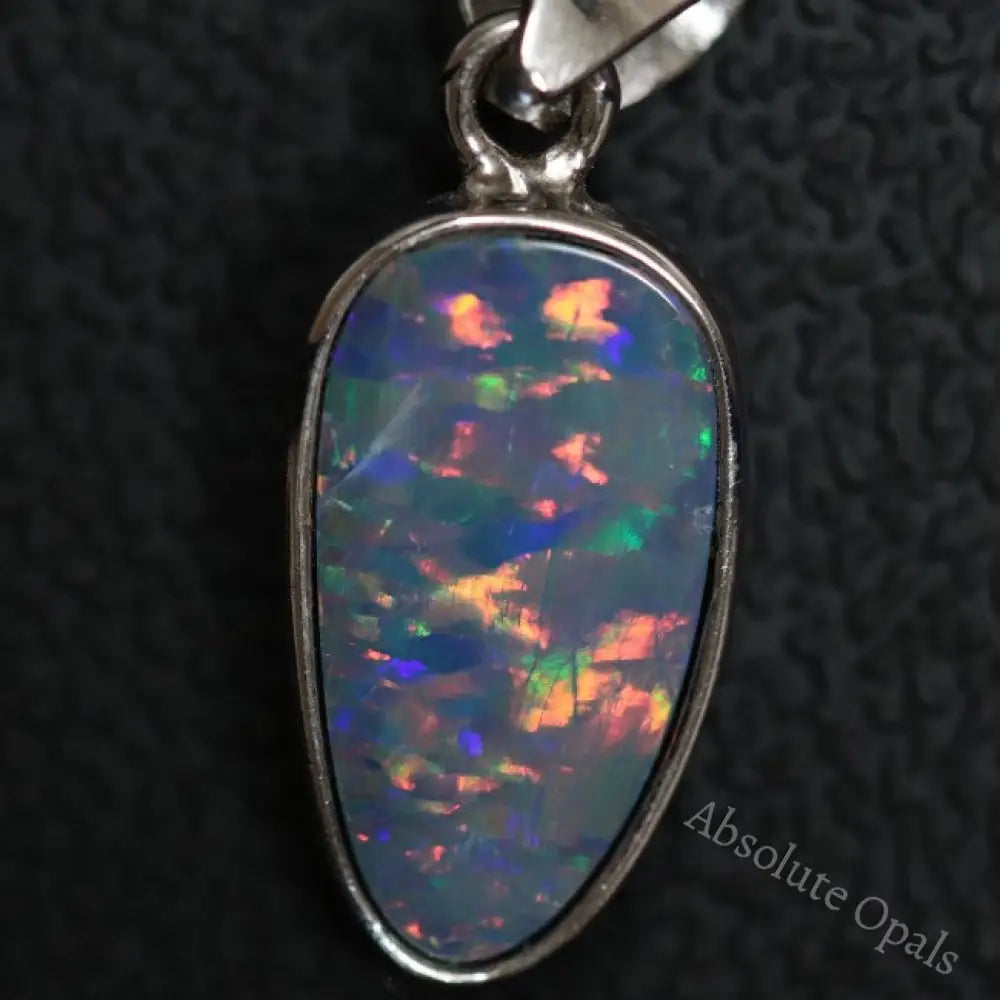 1.62 G Australian Doublet Opal With Silver Pendant: L 24.4 Mm Jewellery