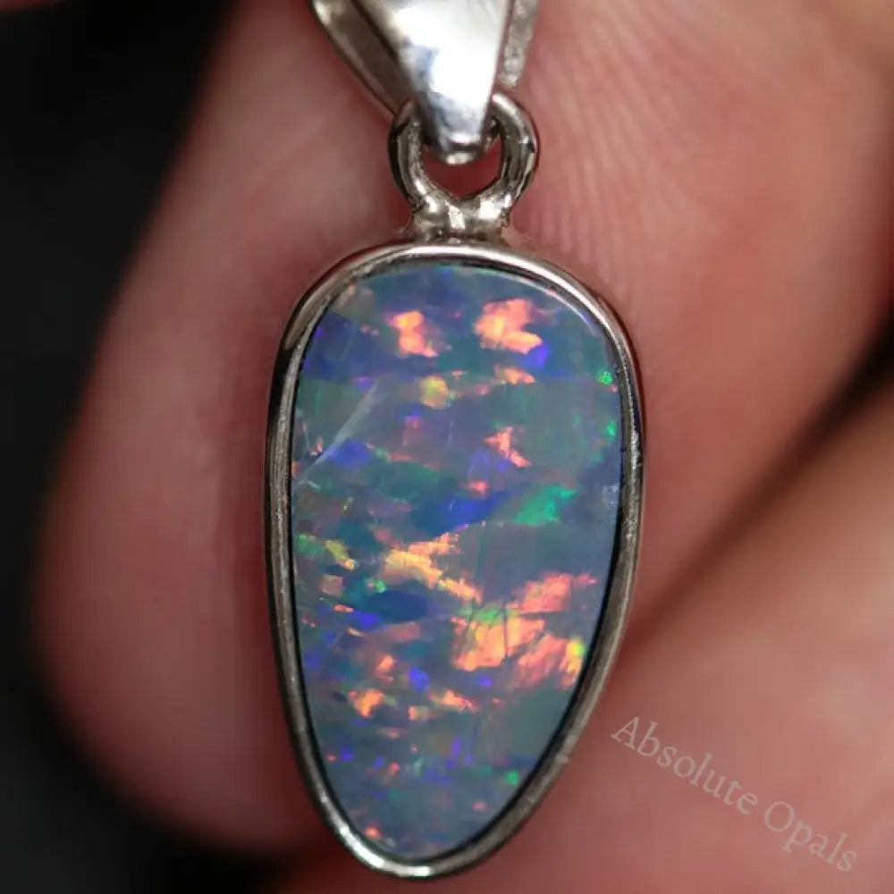 1.62 G Australian Doublet Opal With Silver Pendant: L 24.4 Mm Jewellery