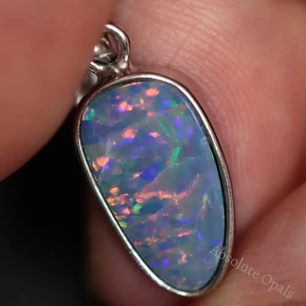 1.62 G Australian Doublet Opal With Silver Pendant: L 24.4 Mm Jewellery