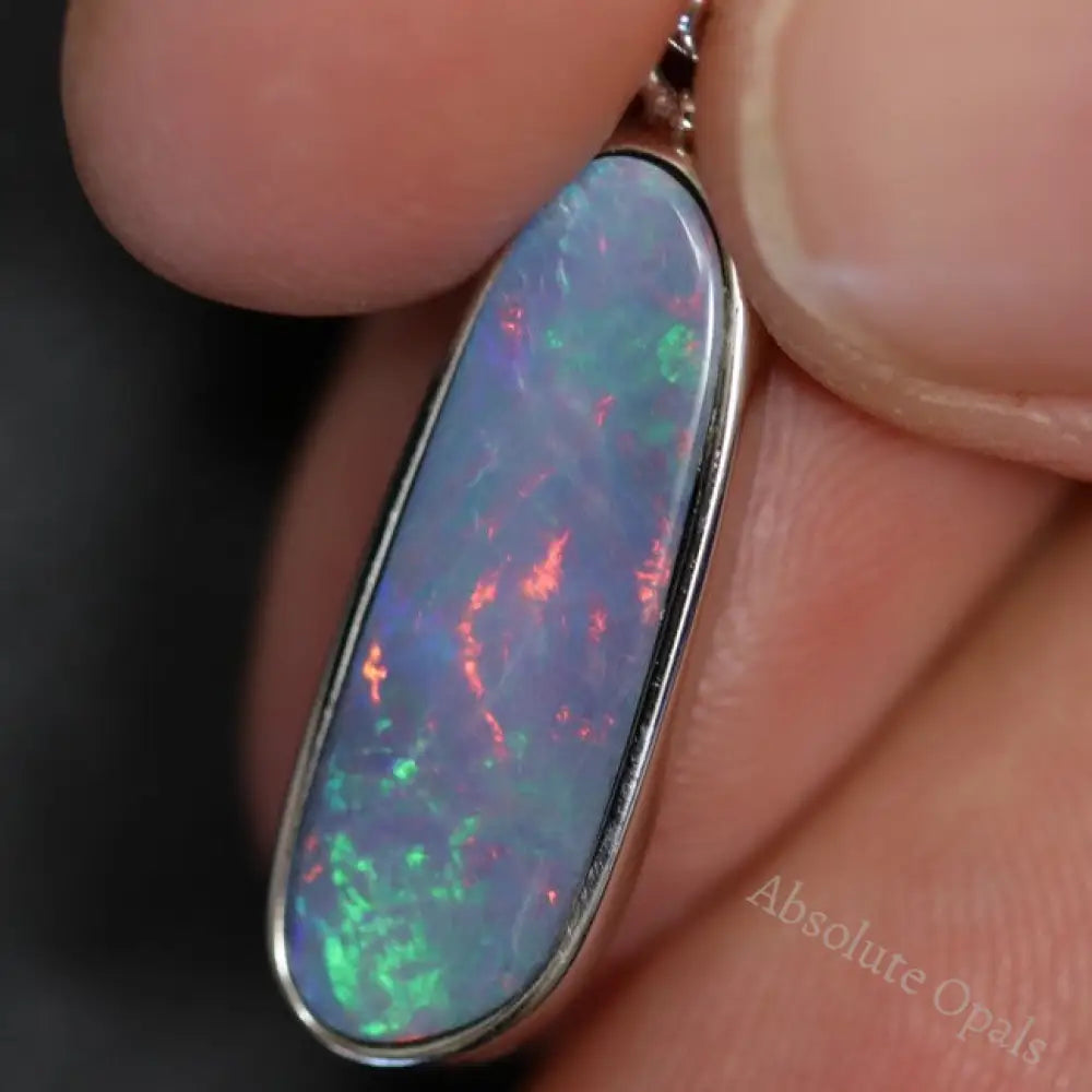 1.63 G Australian Doublet Opal With Silver Pendant: L 30.8 Mm Jewellery