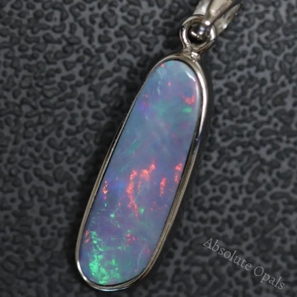 1.63 G Australian Doublet Opal With Silver Pendant: L 30.8 Mm Jewellery