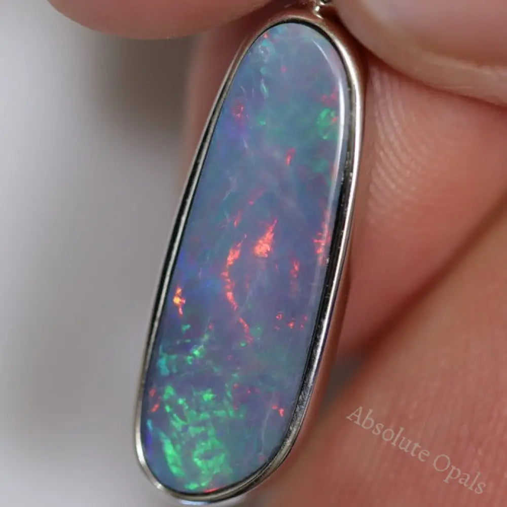 1.63 G Australian Doublet Opal With Silver Pendant: L 30.8 Mm Jewellery