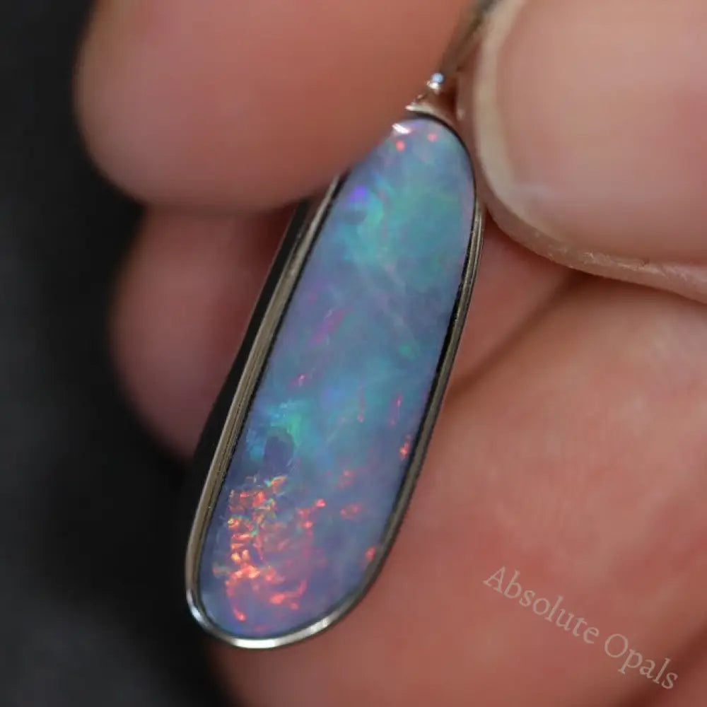 1.63 G Australian Doublet Opal With Silver Pendant: L 30.8 Mm Jewellery