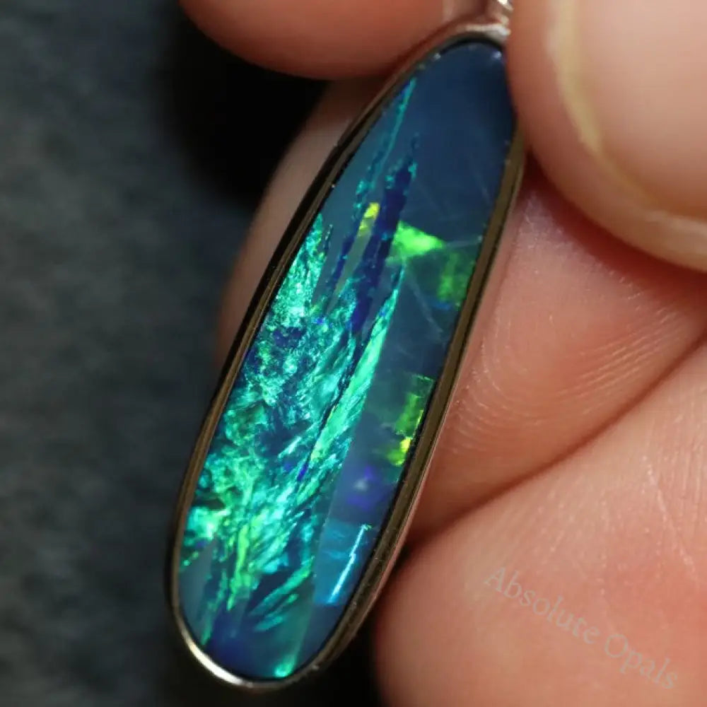 1.63 G Australian Doublet Opal With Silver Pendant: L 33.8 Mm Jewellery