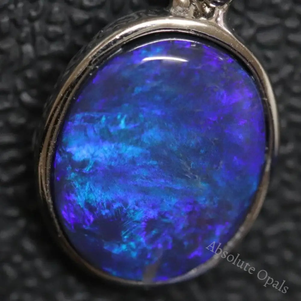 Australian Lightning Ridge Solid  Black Opal Pendant Silver