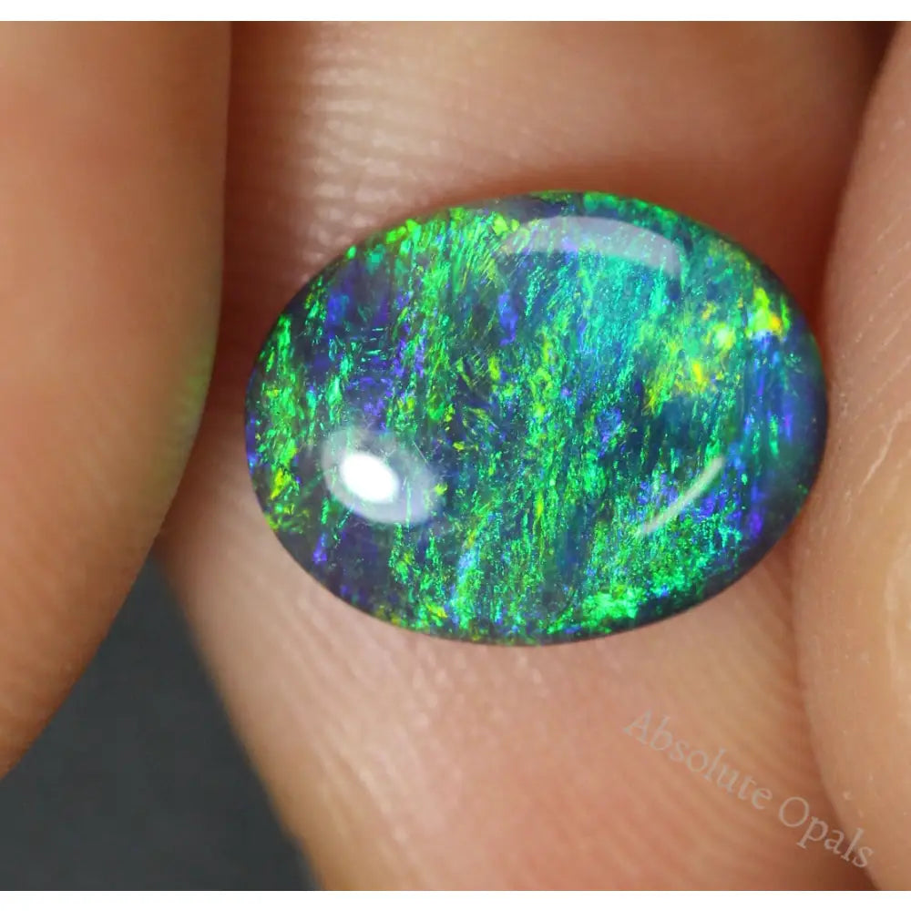 1.75 Cts Australian Black Opal Lightning Ridge Solid Gem Stone Cabochon