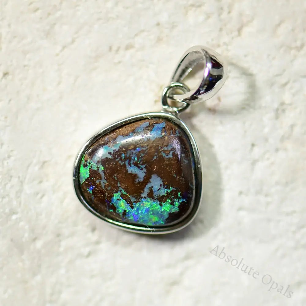 1.78 G Australian Boulder Opal With Silver Pendant: L 22.0 Mm Jewellery