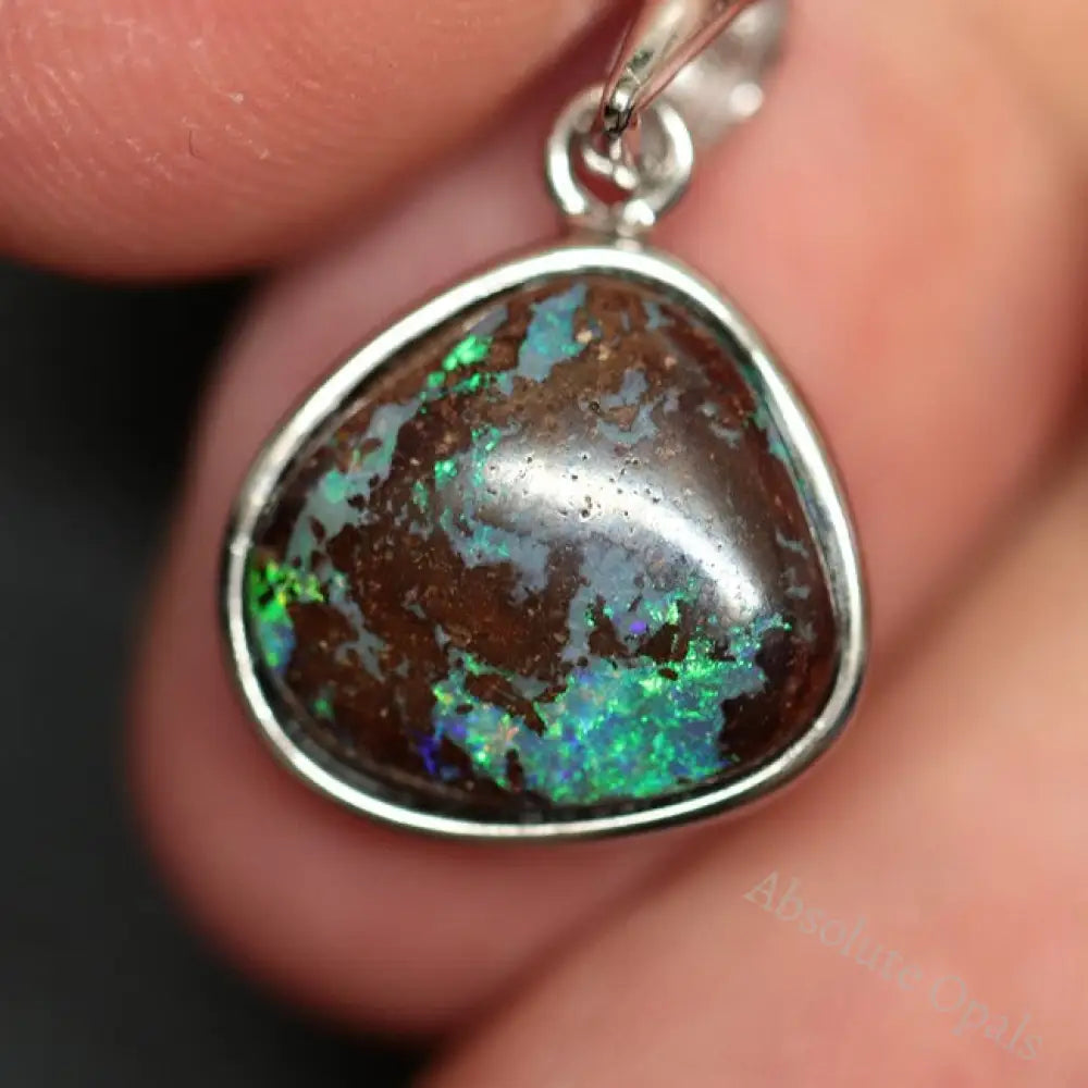 1.78 G Australian Boulder Opal With Silver Pendant: L 22.0 Mm Jewellery