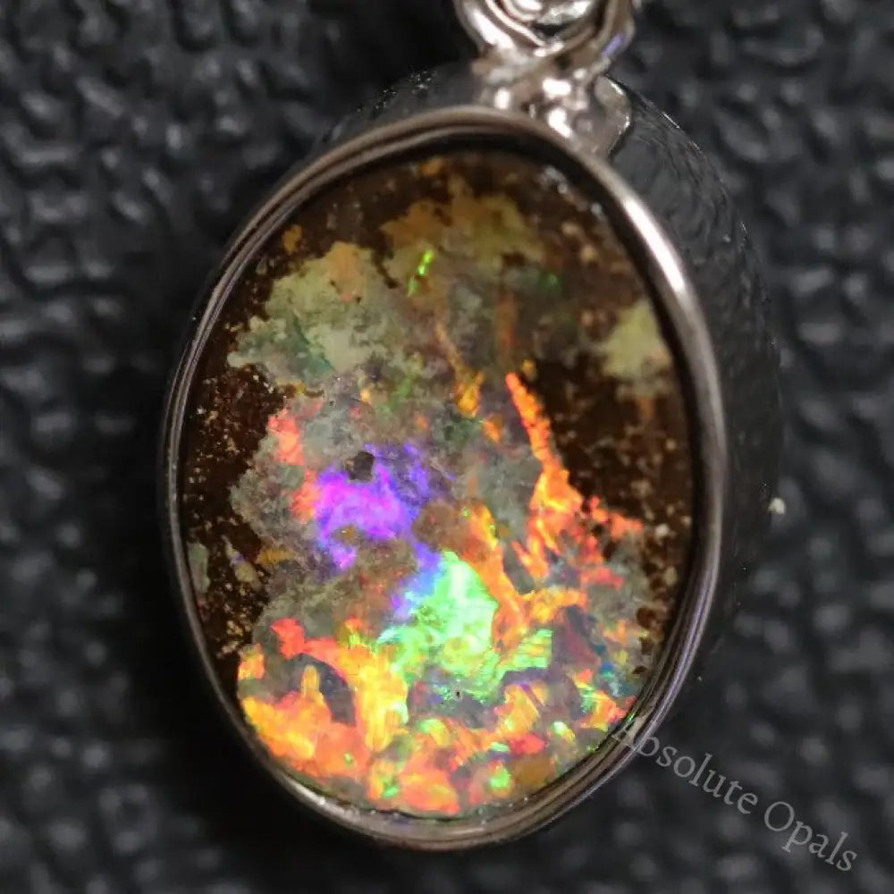 1.87 G Australian Boulder Opal With Silver Pendant: L 21.4 Mm Jewellery