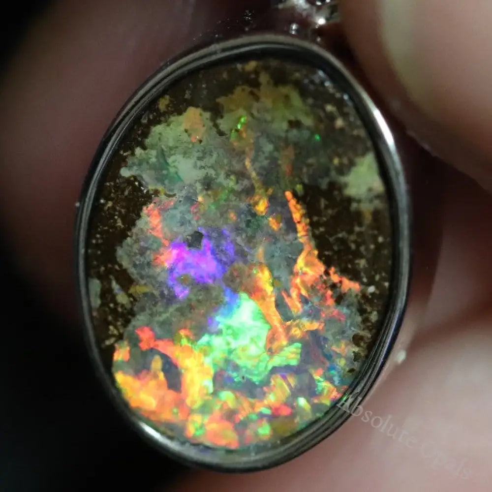 Australian Boulder Opal with Silver Pendant