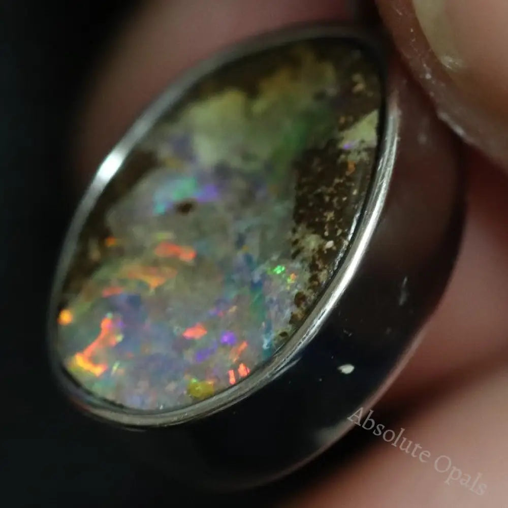 1.87 G Australian Boulder Opal With Silver Pendant: L 21.4 Mm Jewellery