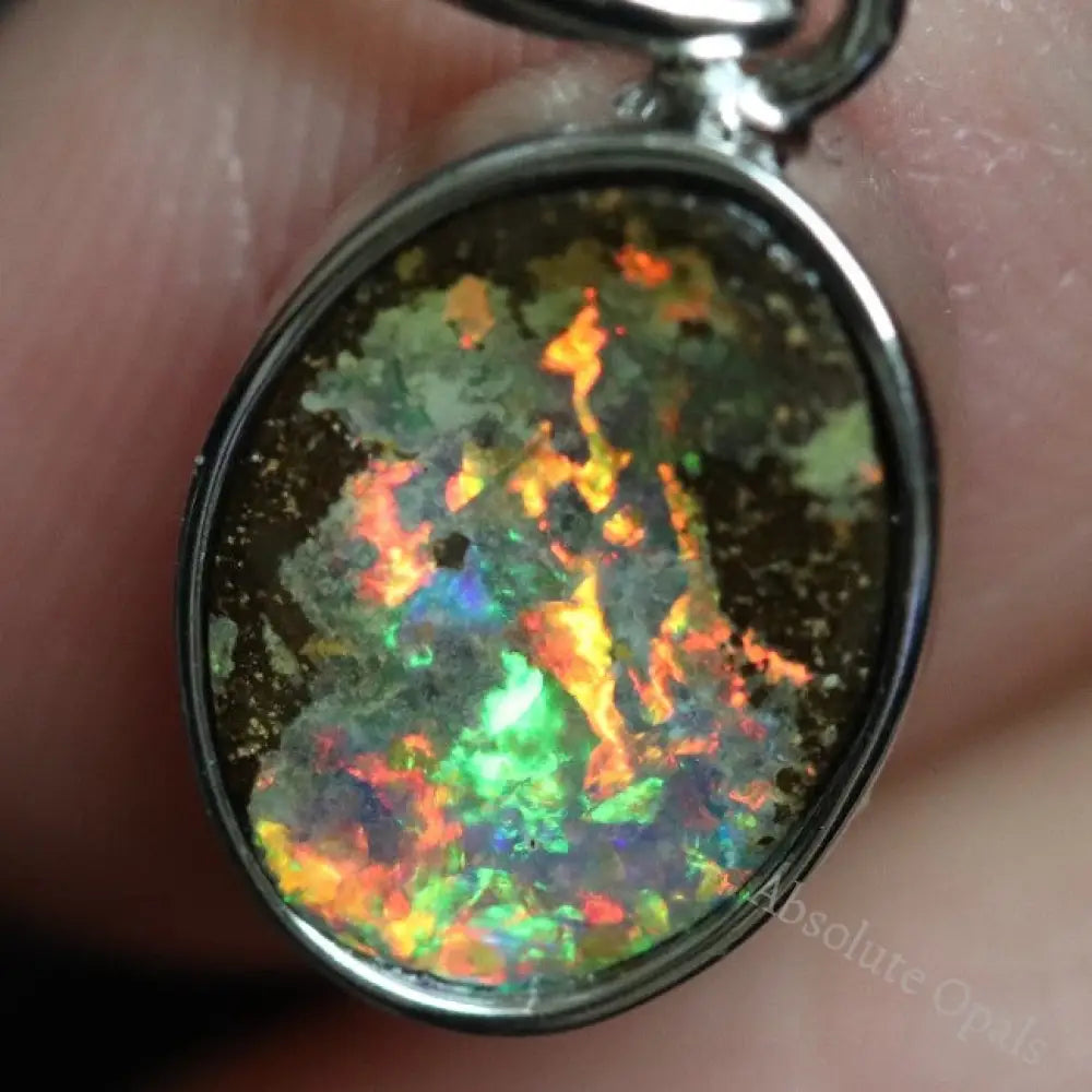 Australian Boulder Opal with Silver Pendant