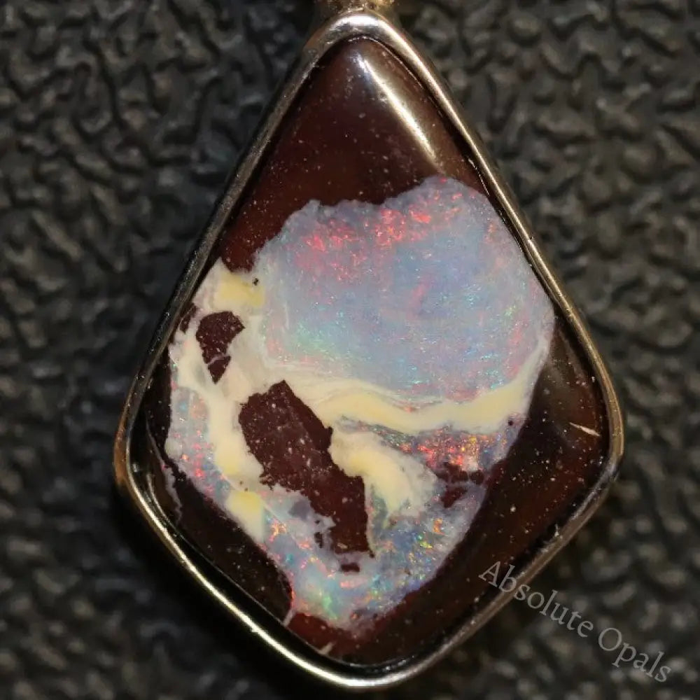 1.92 G Australian Boulder Opal With Silver Pendant: L 26.2 Mm Jewellery