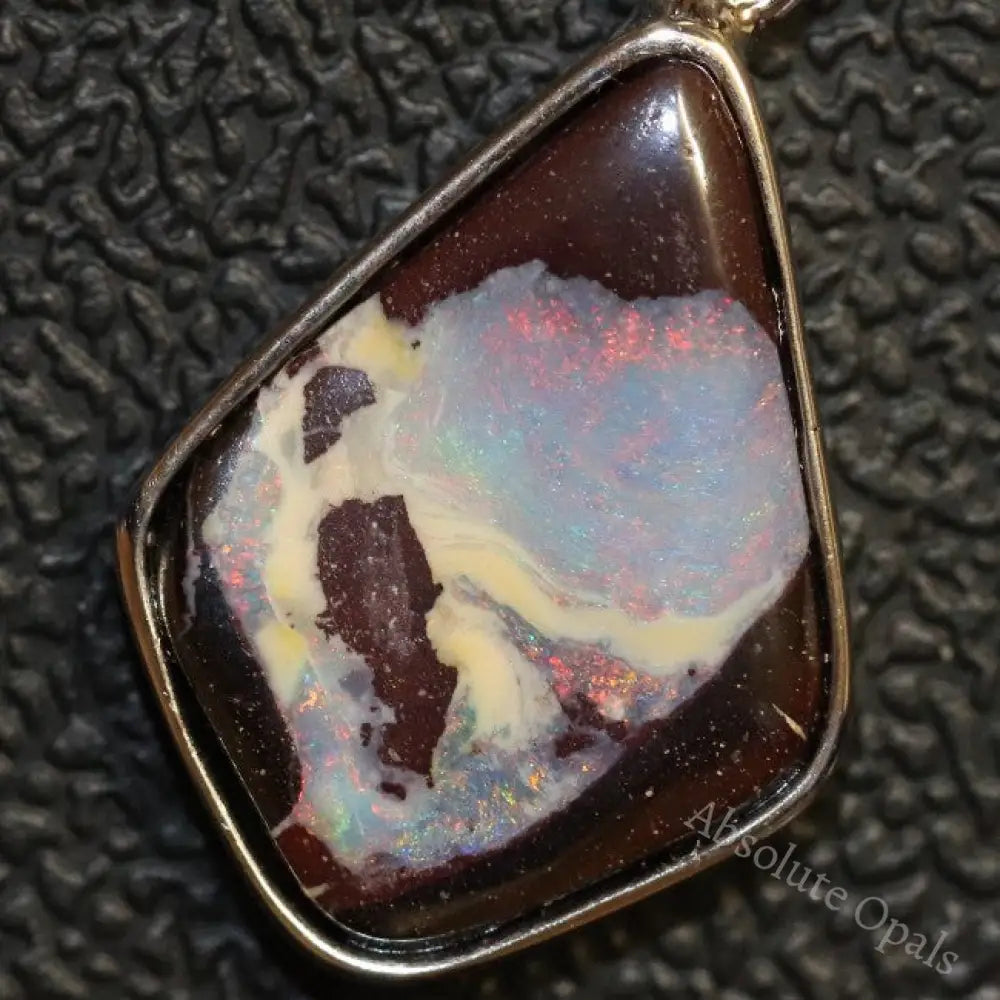 1.92 G Australian Boulder Opal With Silver Pendant: L 26.2 Mm Jewellery