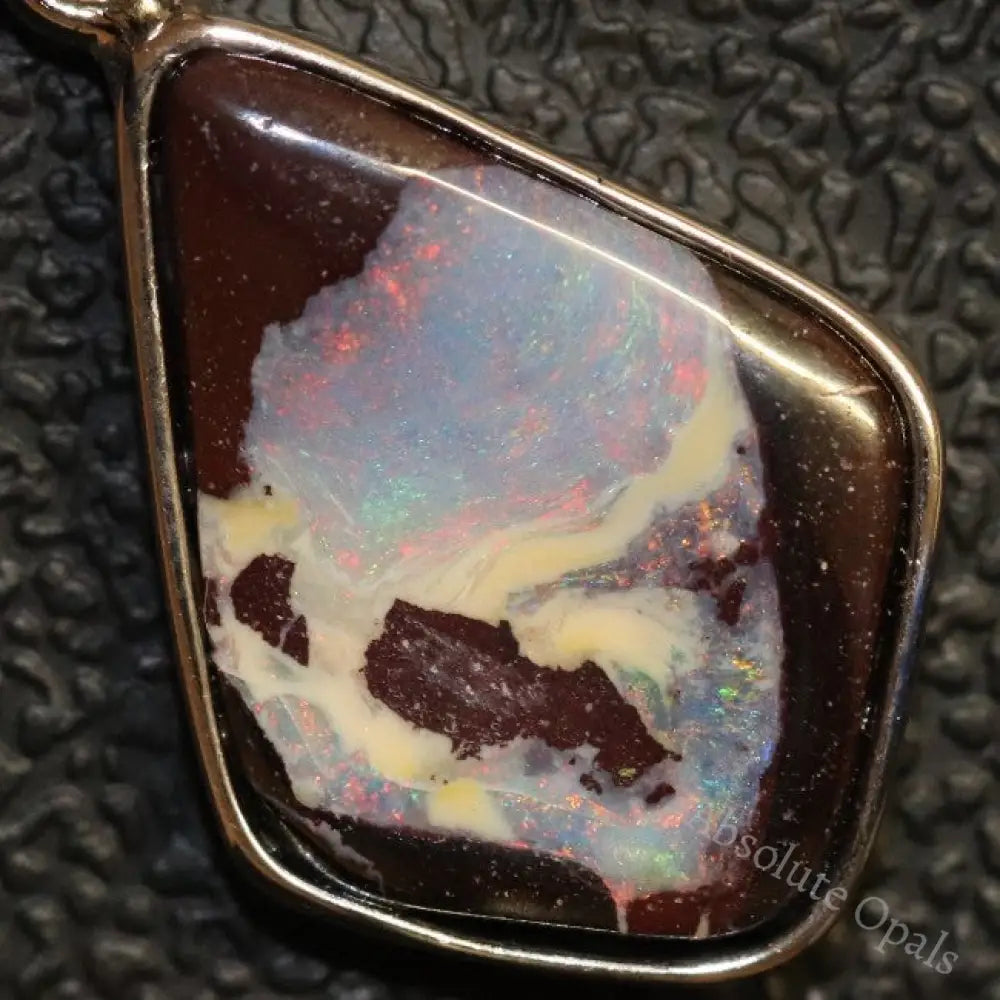 1.92 G Australian Boulder Opal With Silver Pendant: L 26.2 Mm Jewellery