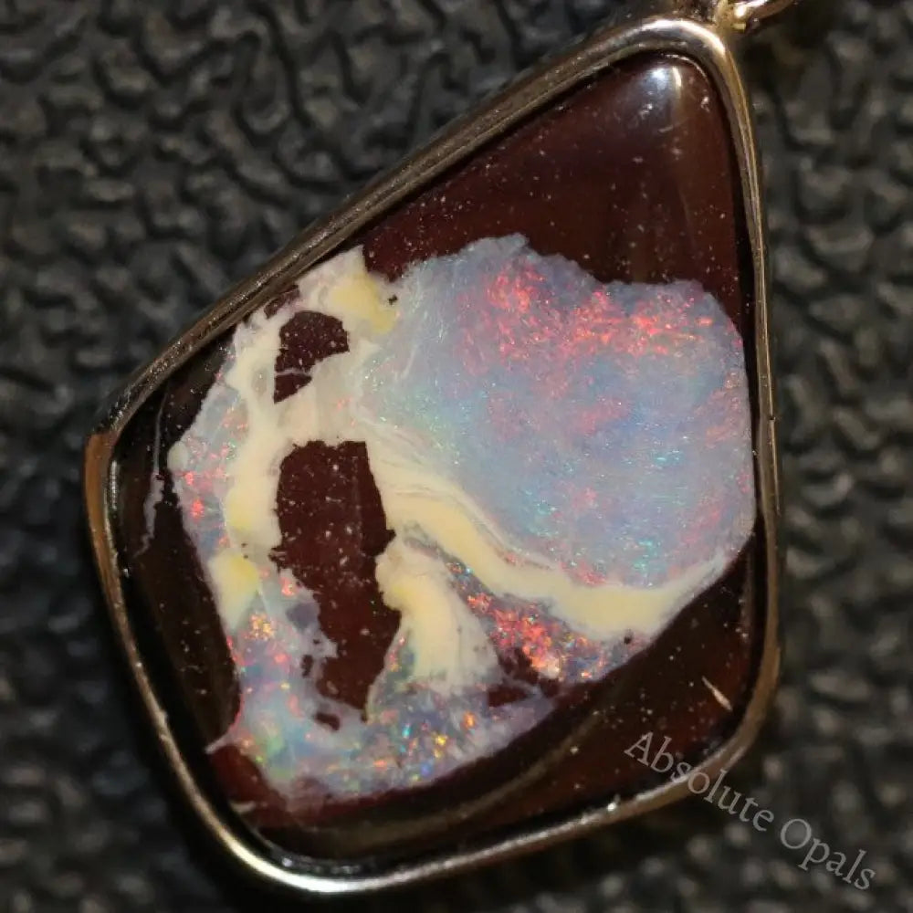 1.92 G Australian Boulder Opal With Silver Pendant: L 26.2 Mm Jewellery