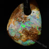 10 Cts Australian Opal Boulder Drilled Greek Leather Mounted Pendant Necklace Jewellery