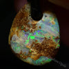 Australian Opal Boulder Drilled Greek Leather Mounted Pendant Necklace