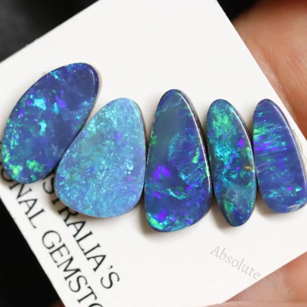 11.05 Cts Australian Opal Doublet Stone Cabochon 5Pcs