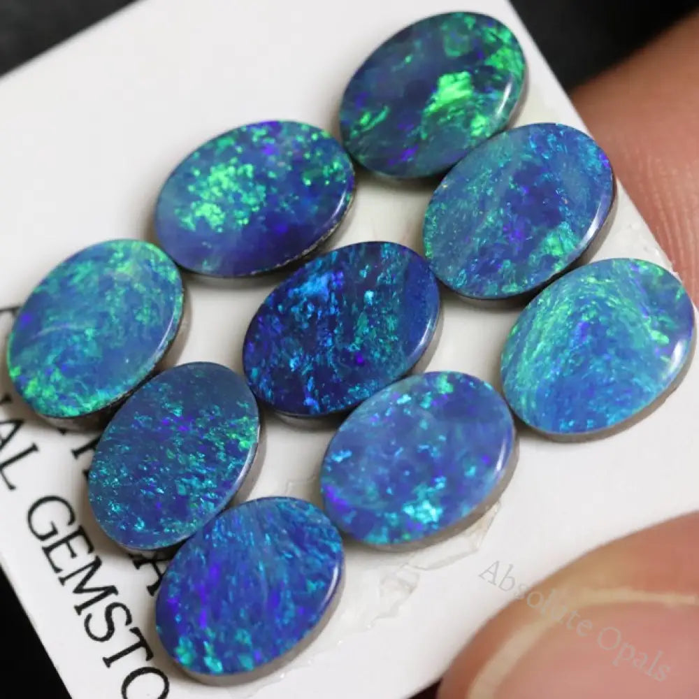 11.84 Cts Australian Opal Doublet Stone Cabochon 9Pcs 8X6