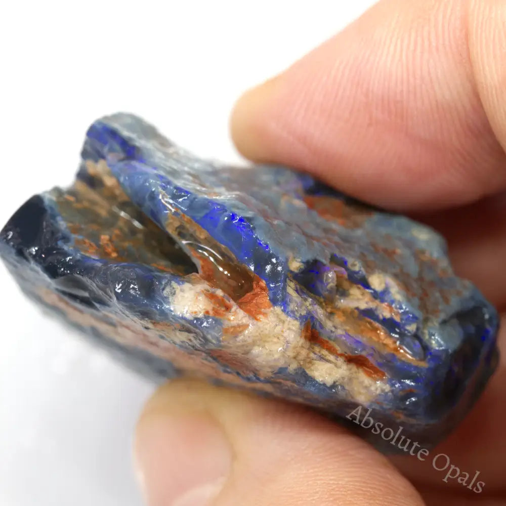 119 Cts Australian Rough Black Opal Specimen Lightning Ridge With Blue Bar