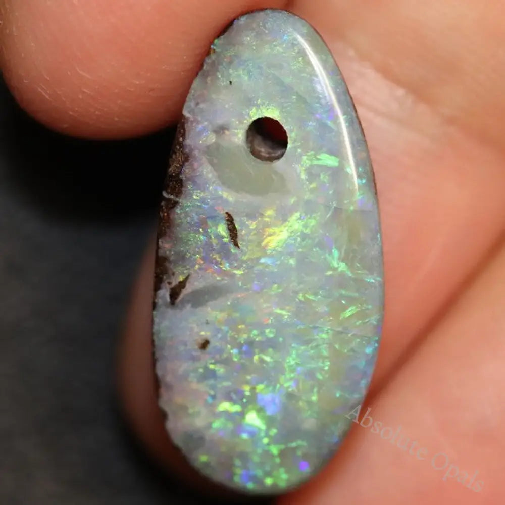 12.65 Cts Australian Boulder Opal Cut Loose Stone Drilled Pendant