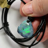 12.90 Cts Australian Opal Drilled Greek Leather Mounted Pendant Necklace Jewellery