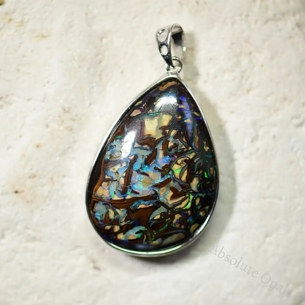 Australian Boulder Opal with Silver Pendant