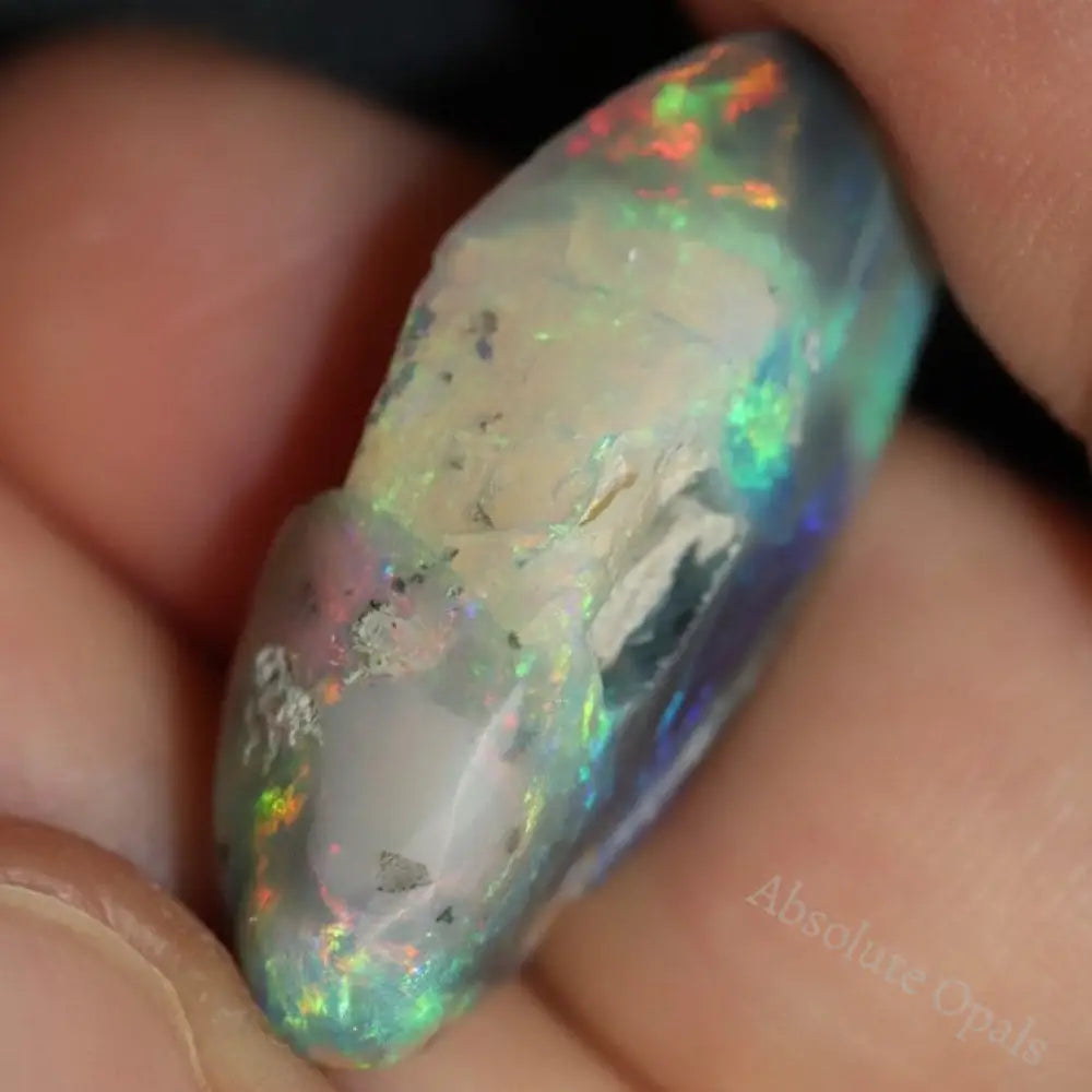 13.75 Cts Australian Semi Black Opal Rough Lightning Ridge Polished Specimen Natural Red Green Blue