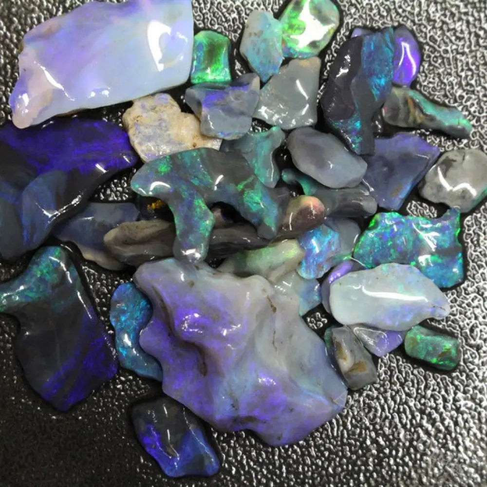 142 Cts Australian Lightning Ridge Black Opal Rough Carving Parcel 37 Pcs