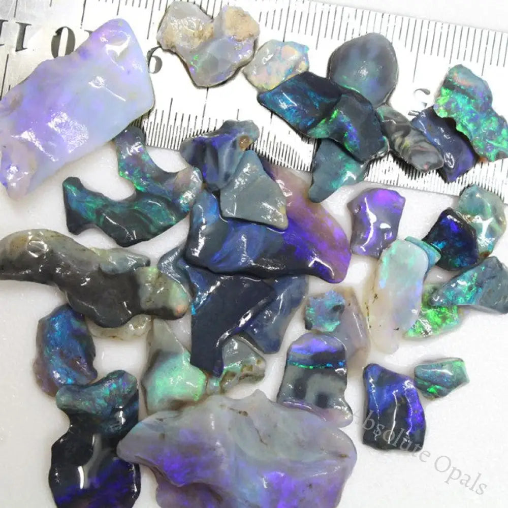 142 Cts Australian Lightning Ridge Black Opal Rough Carving Parcel 37 Pcs