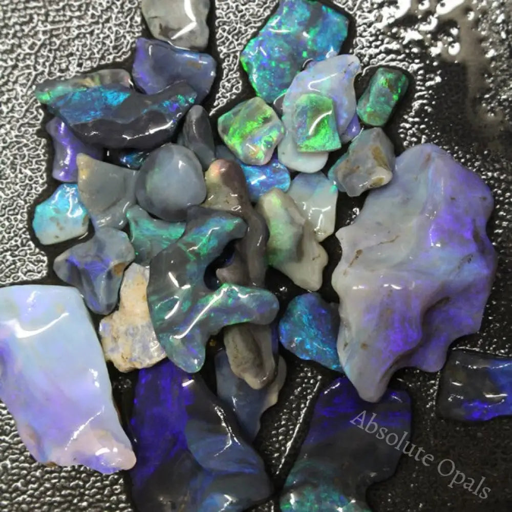 142 Cts Australian Lightning Ridge Black Opal Rough Carving Parcel 37 Pcs