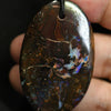 144 Cts Australian Opal Boulder Drilled Greek Leather Mounted Pendant Necklace Jewellery