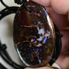 Australian Opal Boulder Drilled Greek Leather Mounted Pendant Necklace