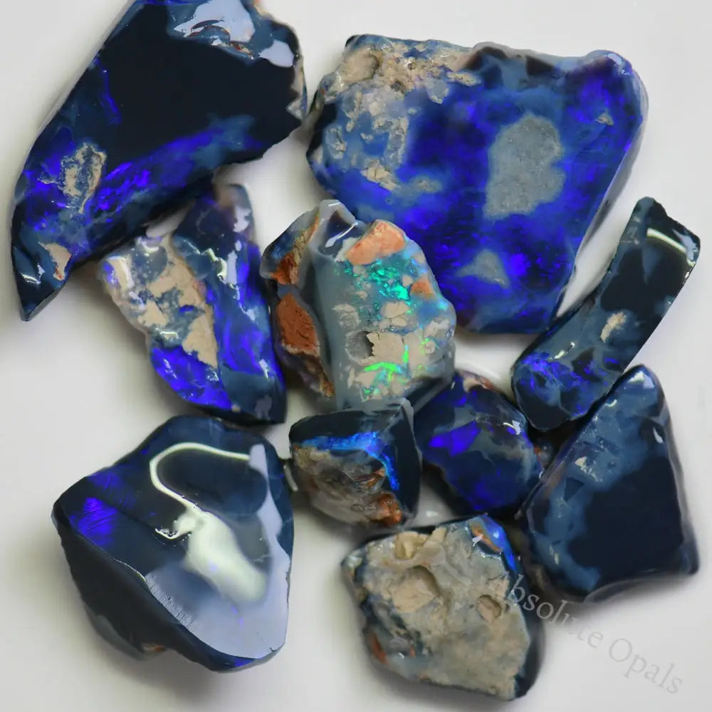 Australian Rough Black Opal Parcel, Lightning Ridge - Potch and Colour, Offcuts