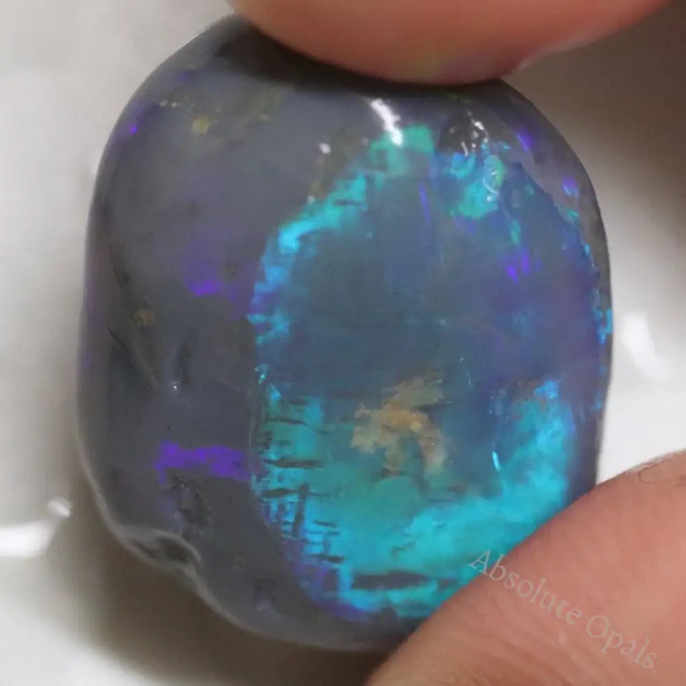 17.0 Cts Australian Black Opal Lightning Ridge Rough Nobby Script Pattern