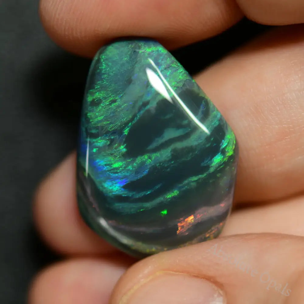 17.29 Cts Australian Black Opal Solid Cut Stone Lightning Ridge