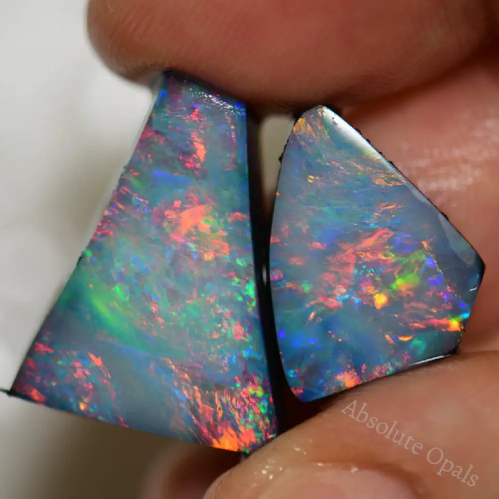 17.9 Cts Australian Opal Doublet Stone Rough Rub Lightning Ridge X2 Pcs