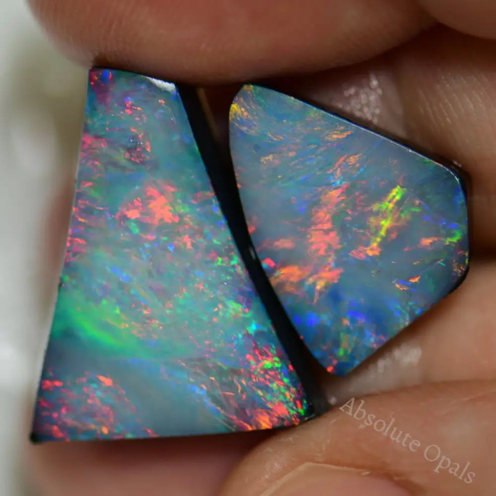 17.9 Cts Australian Opal Doublet Stone Rough Rub Lightning Ridge X2 Pcs