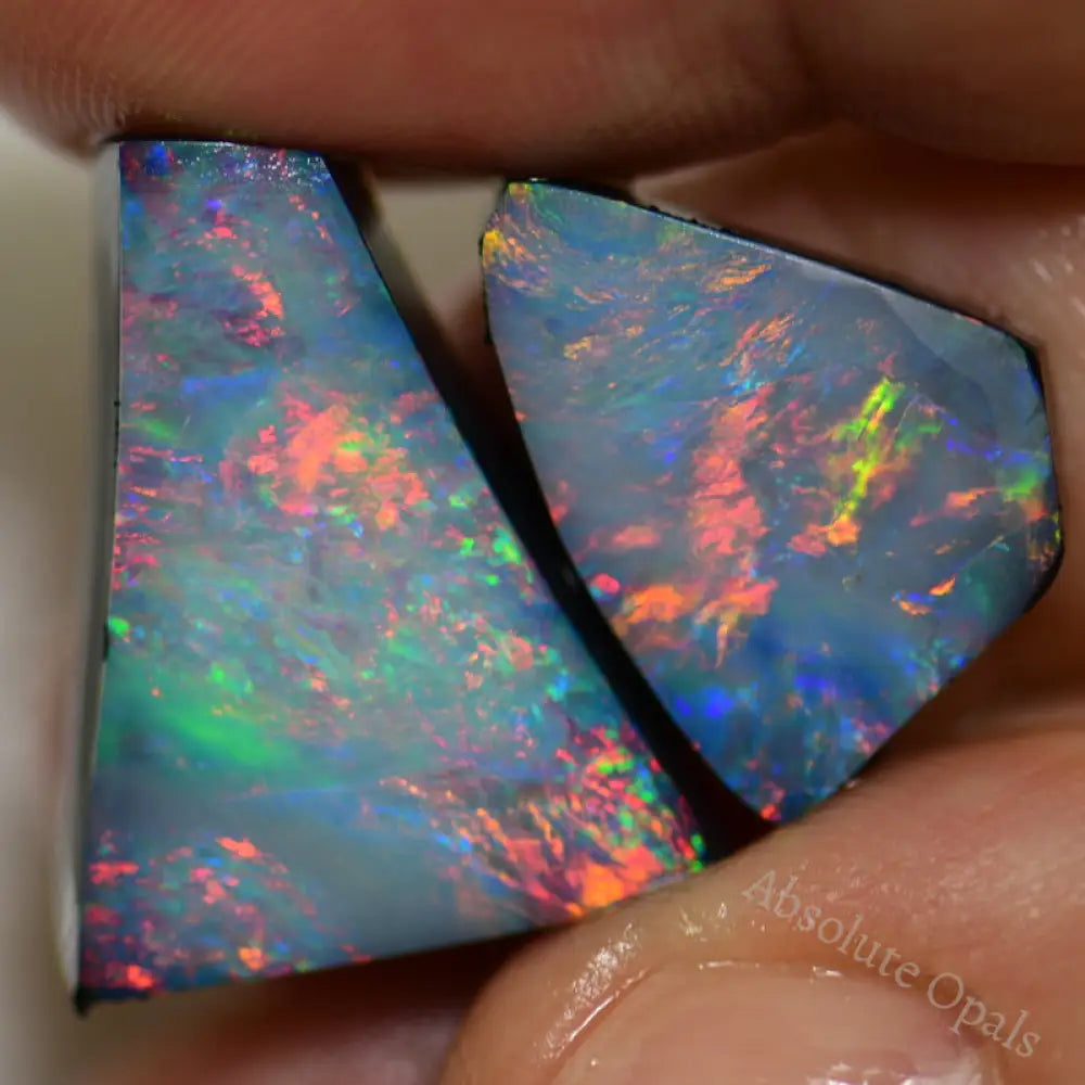 17.9 Cts Australian Opal Doublet Stone Rough Rub Lightning Ridge X2 Pcs