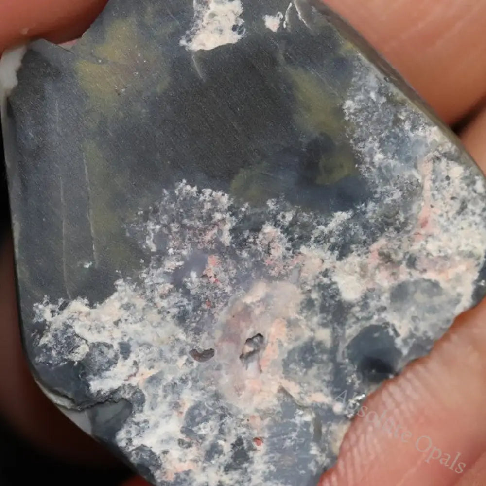 18.45 Cts Australian Semi Black Opal Rough Lightning Ridge Polished Specimen Natural Red Green Stone