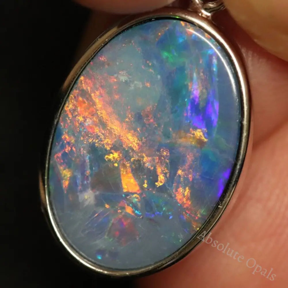 2.02 G Australian Doublet Opal With Silver Pendant: L 27.0 Mm Jewellery