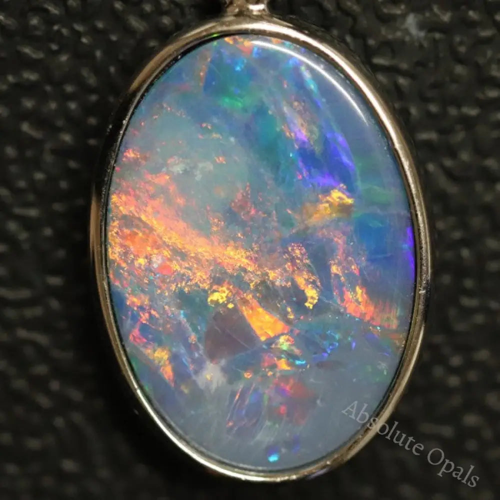 2.02 G Australian Doublet Opal With Silver Pendant: L 27.0 Mm Jewellery