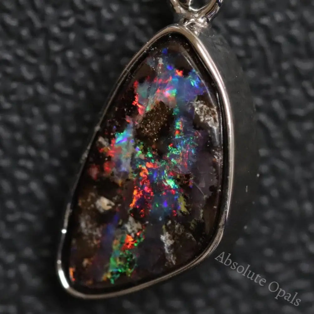 Australian Boulder Opal with Silver Pendant