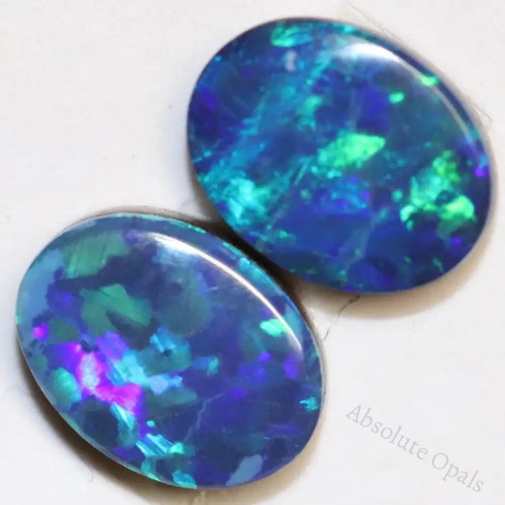 2.05 Cts Australian Opal Doublet Stone Cabochon 2Pcs 8X6