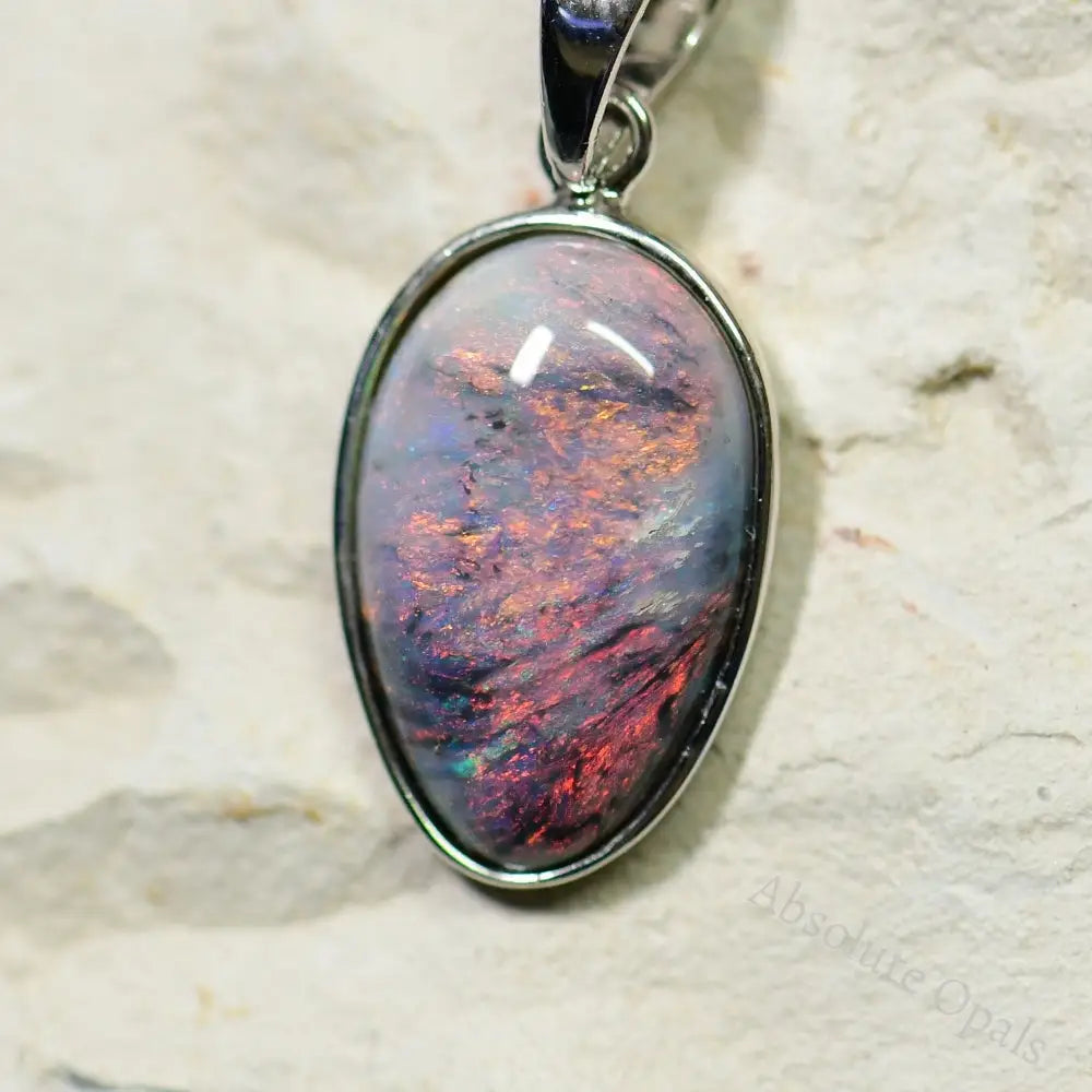 Australian Lightning Ridge, Solid Opal Pendant, Silver